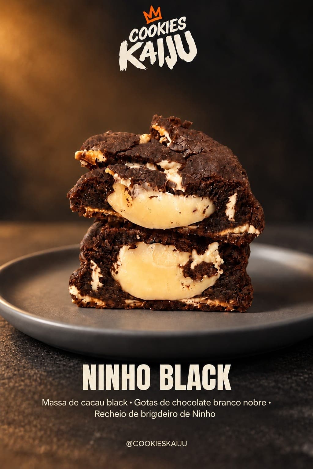 Cartaz do cookie Ninho Black da Cookies Kaiju
